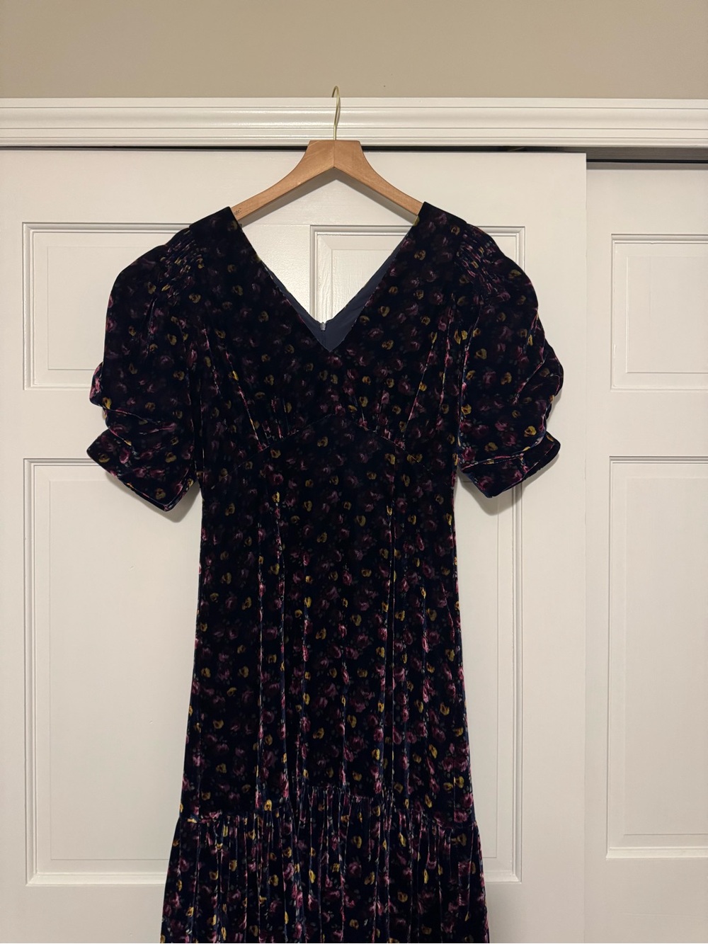 Sea New York Blue Velvet Floral Maxi Dress 4
